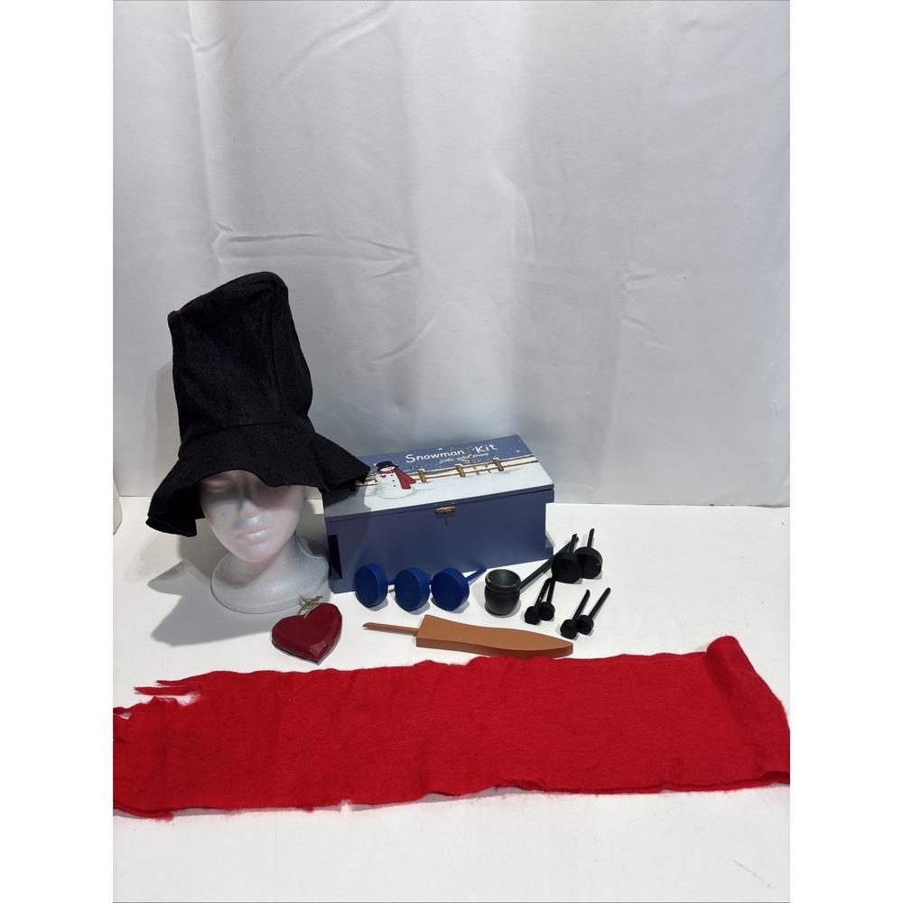 Winter Snowman Kit Just Add Snow Wooden Box 14pc Set Snow Outdoor Family Fun